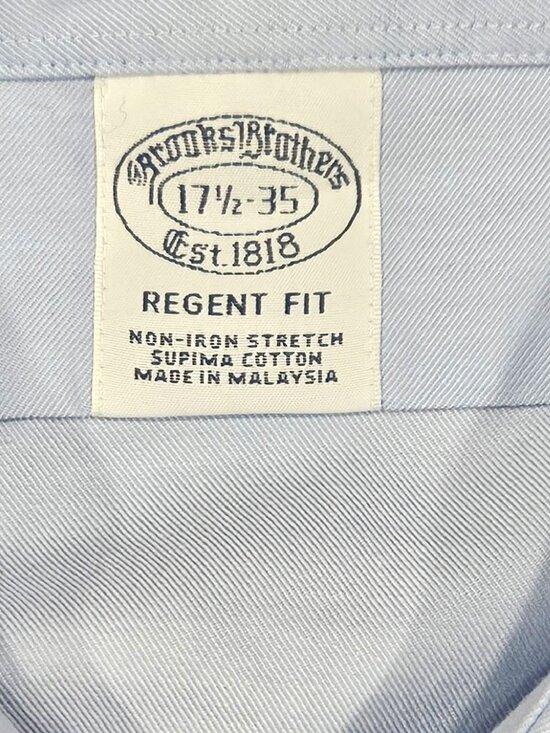 Brooks Brothers Regent Fit Supima Cotton Dress Shirt Blue 17.5 35 - Picture 3 of 6